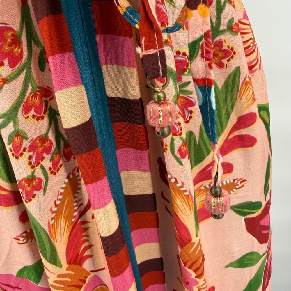 FARM Rio Tropical Floral Maxi Dress Womens Small Multicolor V-Neck Boho Resort - Picture 7 of 16